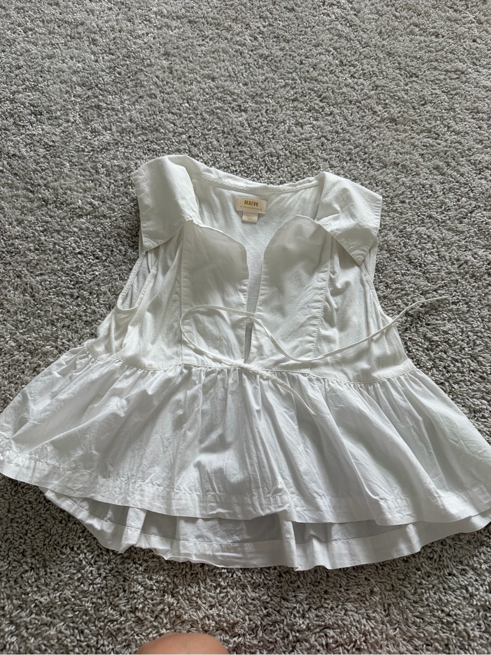 Anthropologie Maeve White Button-Front Cotton Blouse